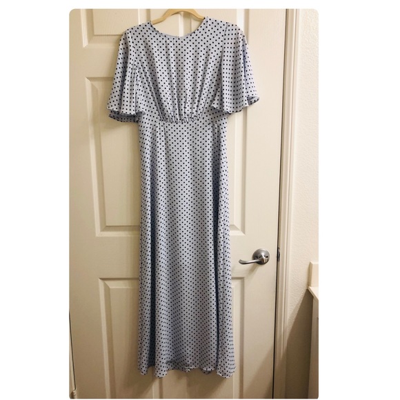 Who What Wear Light Blue Polkadot Dress - Picture 3 of 4